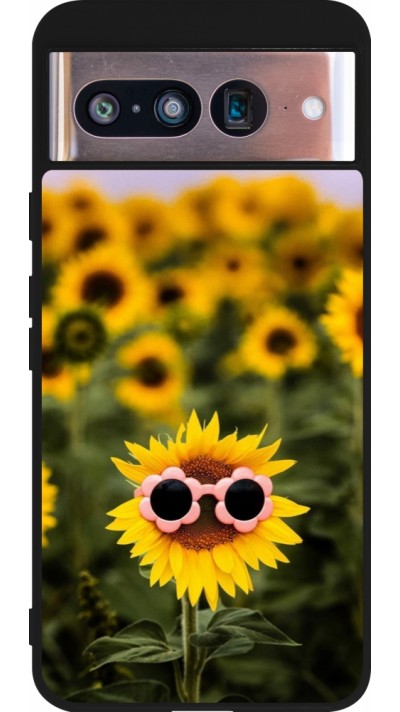 Coque Google Pixel 8 - Silicone rigide noir Sunflower with glasses 2026
