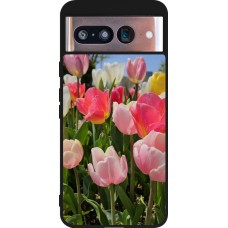 Coque Google Pixel 8 - Silicone rigide noir Tulips 2026