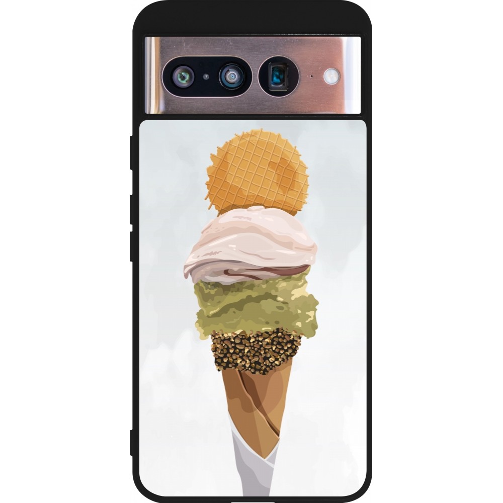 Coque Google Pixel 8 - Silicone rigide noir Summer 2025 Cornet