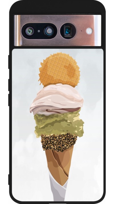 Coque Google Pixel 8 - Silicone rigide noir Summer 2025 Cornet
