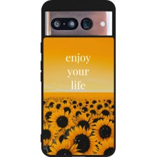 Coque Google Pixel 8 - Silicone rigide noir Summer 2026 Enjoy your life