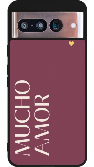 Coque Google Pixel 8 - Silicone rigide noir Valentine 2024 mucho amor rosado