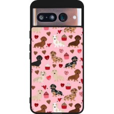 Coque Google Pixel 8 - Silicone rigide noir Valentine 2024 puppy love