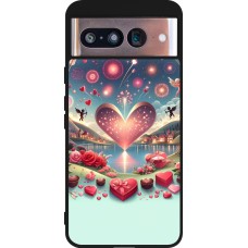 Coque Google Pixel 8 - Silicone rigide noir Valentine 2025 Chic
