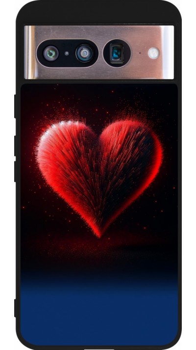 Google Pixel 8 Case Hülle - Silikon schwarz Valentin 2025 rotes Herz