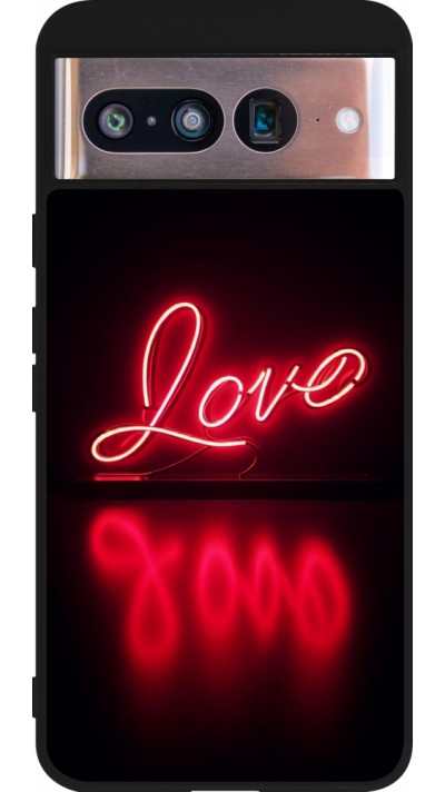 Google Pixel 8 Case Hülle - Silikon schwarz Valentine 2025 Neon Liebe