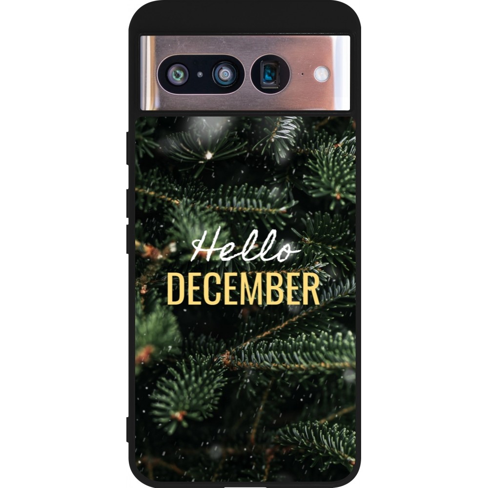 Coque Google Pixel 8 - Silicone rigide noir Winter 25 Winter hello december