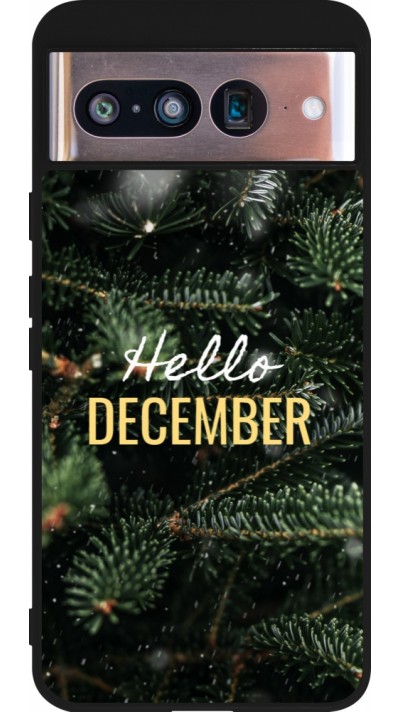 Coque Google Pixel 8 - Silicone rigide noir Winter 25 Winter hello december