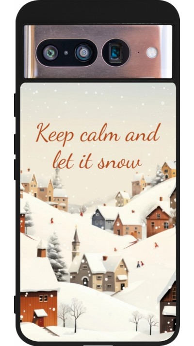 Coque Google Pixel 8 - Silicone rigide noir Winter 25 Winter Keep calm and let it snow