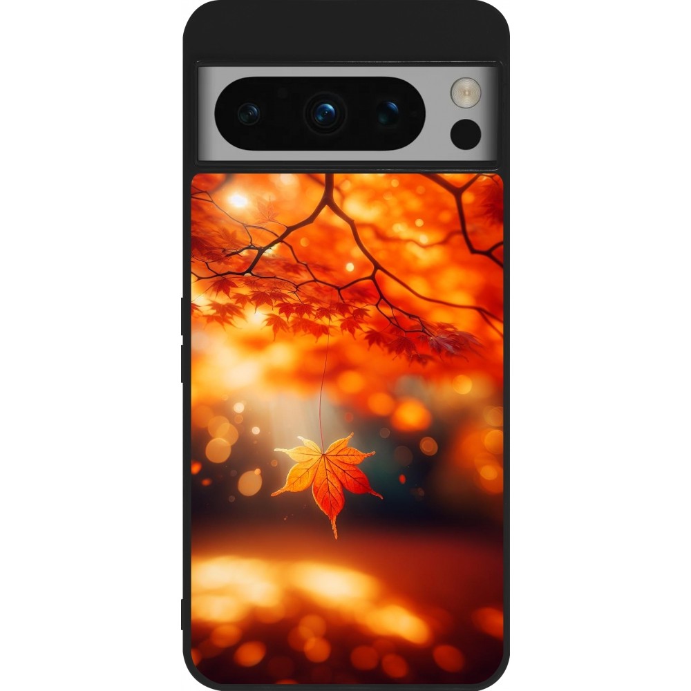 Coque Google Pixel 8 Pro - Silicone rigide noir Automne Magique Orange