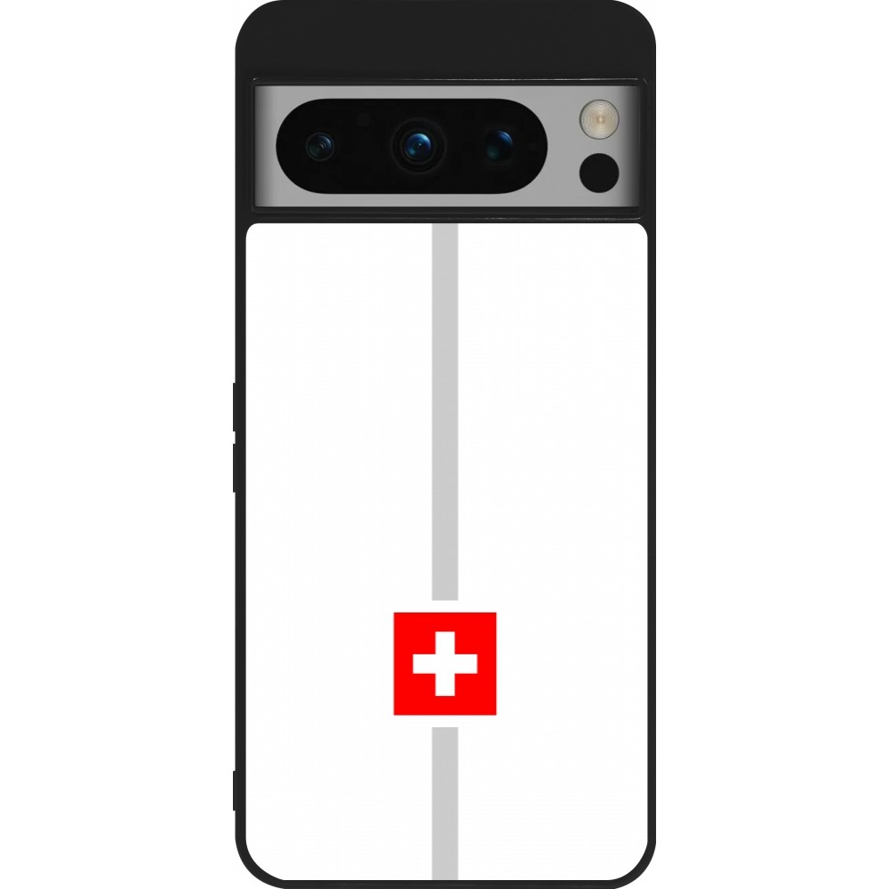 Google Pixel 8 Pro Case Hülle - Silikon schwarz Kanton CH weiss