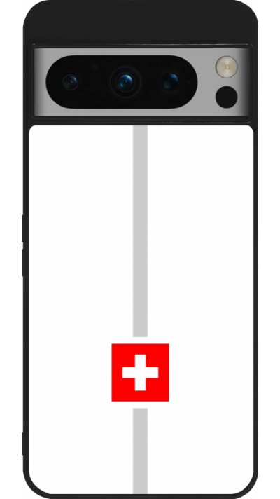 Google Pixel 8 Pro Case Hülle - Silikon schwarz Kanton CH weiss
