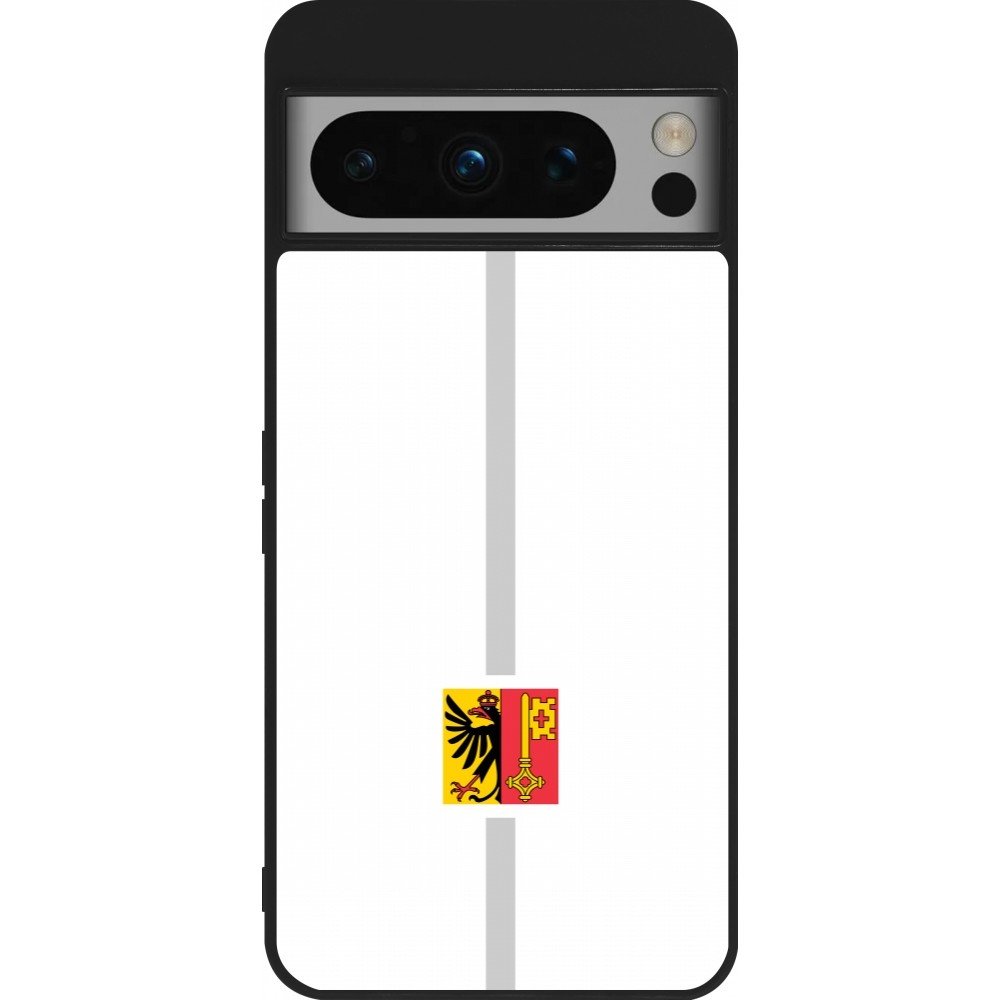 Google Pixel 8 Pro Case Hülle - Silikon schwarz Kanton GE weiss