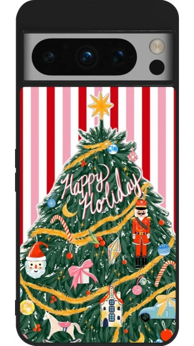 Google Pixel 8 Pro Case Hülle - Silikon schwarz Christmas 25 Happy Holiday