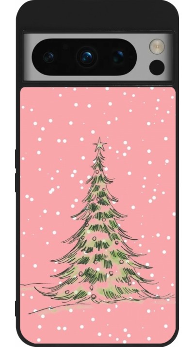 Google Pixel 8 Pro Case Hülle - Silikon schwarz Christmas 25 Pink Tree