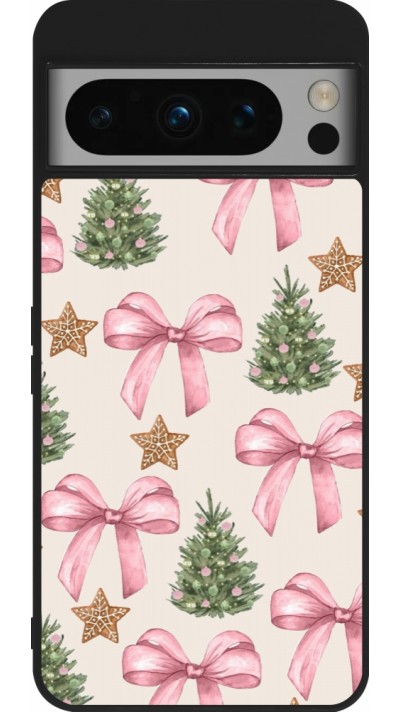 Google Pixel 8 Pro Case Hülle - Silikon schwarz Christmas 25 Vintage Ribbons