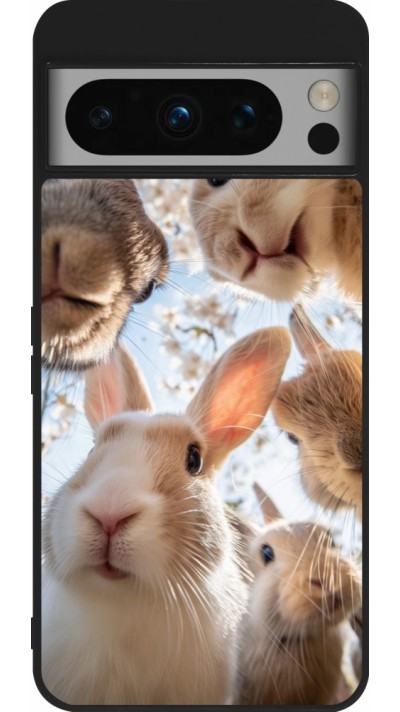 Coque Google Pixel 8 Pro - Silicone rigide noir Easter 2026 Rabbits