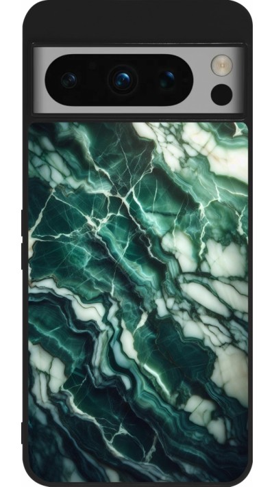 Coque Google Pixel 8 Pro - Silicone rigide noir Marbre vert majestueux