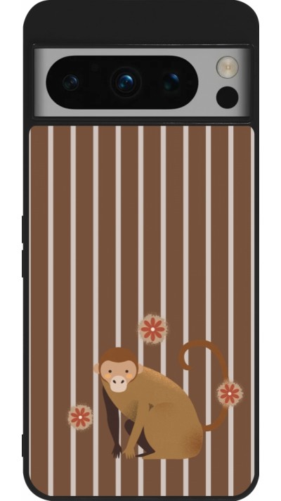 Google Pixel 8 Pro Case Hülle - Silikon schwarz Monkey with stripes