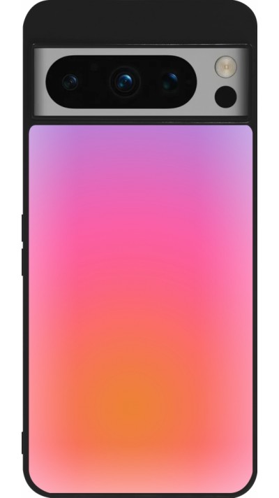Coque Google Pixel 8 Pro - Silicone rigide noir Orange Pink Blue Gradient