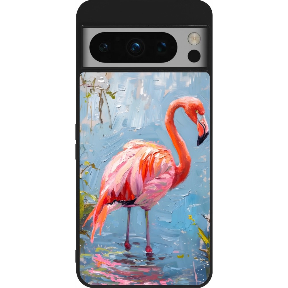 Coque Google Pixel 8 Pro - Silicone rigide noir Paint Flamingo