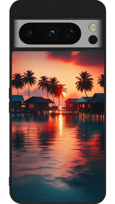 Coque Google Pixel 8 Pro - Silicone rigide noir Paradis Maldives