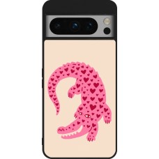 Google Pixel 8 Pro Case Hülle - Silikon schwarz Pink crocodile 2026