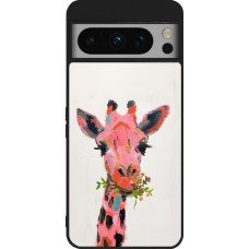Coque Google Pixel 8 Pro - Silicone rigide noir Pink Girafe Paint