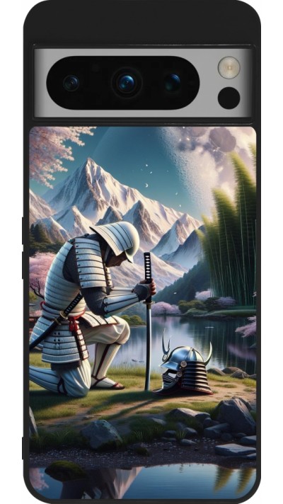 Coque Google Pixel 8 Pro - Silicone rigide noir Samurai Katana Lune