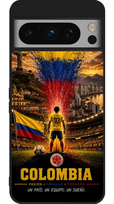 Coque Google Pixel 8 Pro - Silicone rigide noir Football Colombie splash 2026