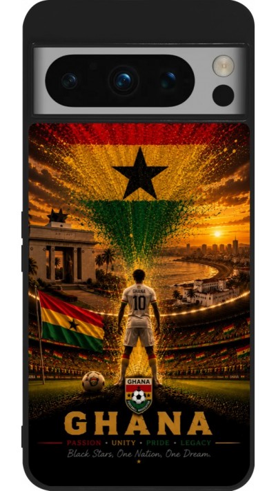Coque Google Pixel 8 Pro - Silicone rigide noir Football Ghana splash 2026