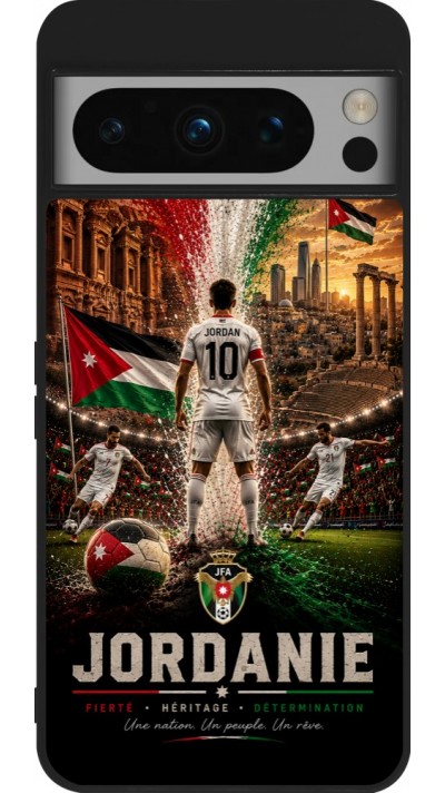 Coque Google Pixel 8 Pro - Silicone rigide noir Football Jordanie splash 2026