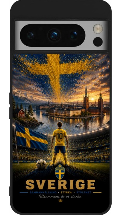 Coque Google Pixel 8 Pro - Silicone rigide noir Football Suède splash 2026