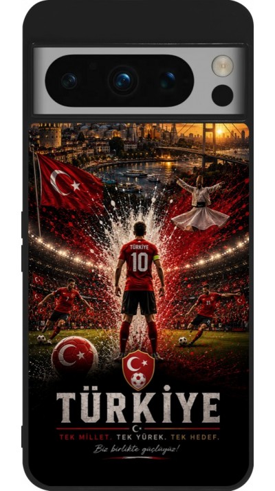 Coque Google Pixel 8 Pro - Silicone rigide noir Football Turquie splash 2026