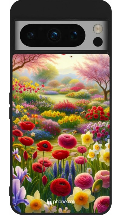 Coque Google Pixel 8 Pro - Silicone rigide noir Spring 25 Bouquet printemps