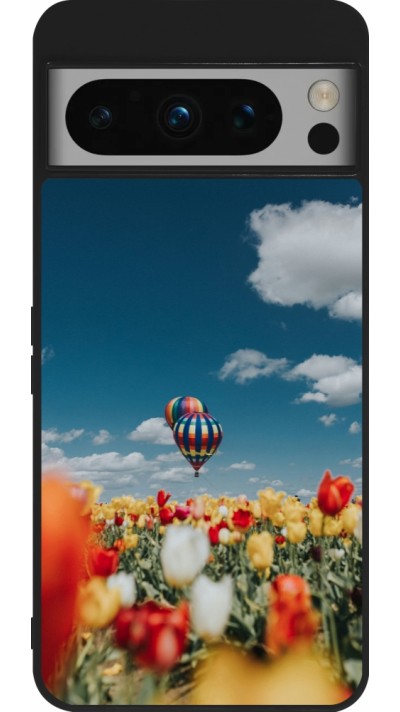Google Pixel 8 Pro Case Hülle - Silikon schwarz Hot air balloon Spring 2026