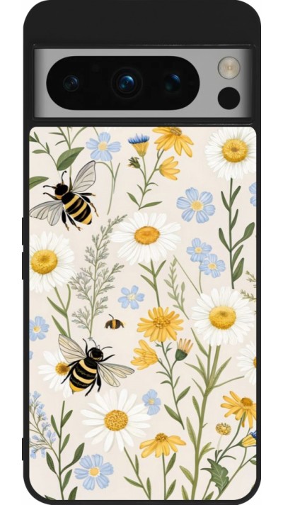 Google Pixel 8 Pro Case Hülle - Silikon schwarz Pattern bees Spring 2026