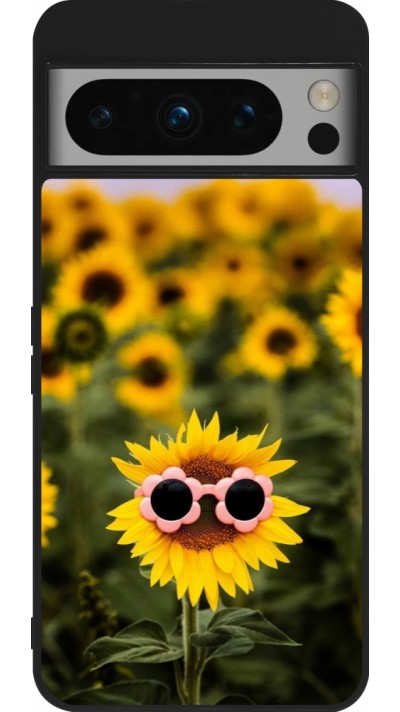 Google Pixel 8 Pro Case Hülle - Silikon schwarz Sunflower with glasses Spring 2026