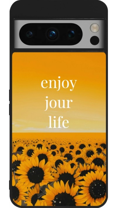 Coque Google Pixel 8 Pro - Silicone rigide noir Summer 2025 Enjoy your life