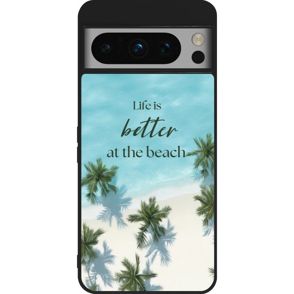Coque Google Pixel 8 Pro - Silicone rigide noir Summer 2025 Life is better at the beach
