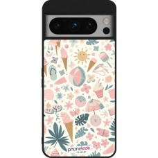 Coque Google Pixel 8 Pro - Silicone rigide noir Summer Pink Pattern