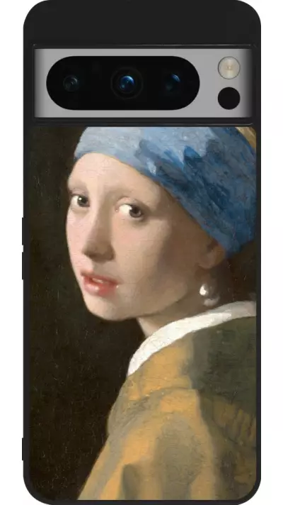 Coque Google Pixel 8 Pro - Silicone rigide noir Tableau art - La Jeune fille à la perle - Johannes Vermeer