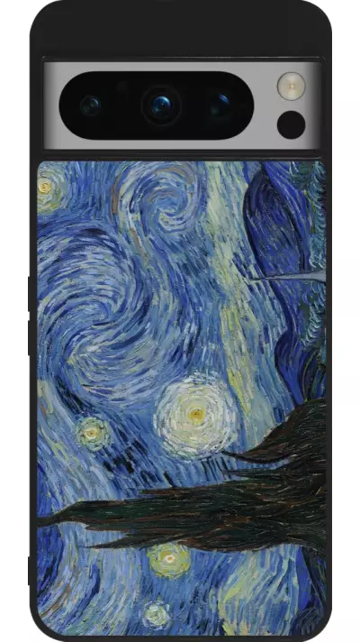 Coque Google Pixel 8 Pro - Silicone rigide noir Tableau art - La Nuit étoilée - Van Gogh