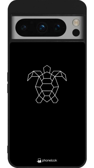 Coque Google Pixel 8 Pro - Silicone rigide noir Turtles lines on black