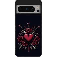 Coque Google Pixel 8 Pro - Silicone rigide noir Valentine 2024 gothic love