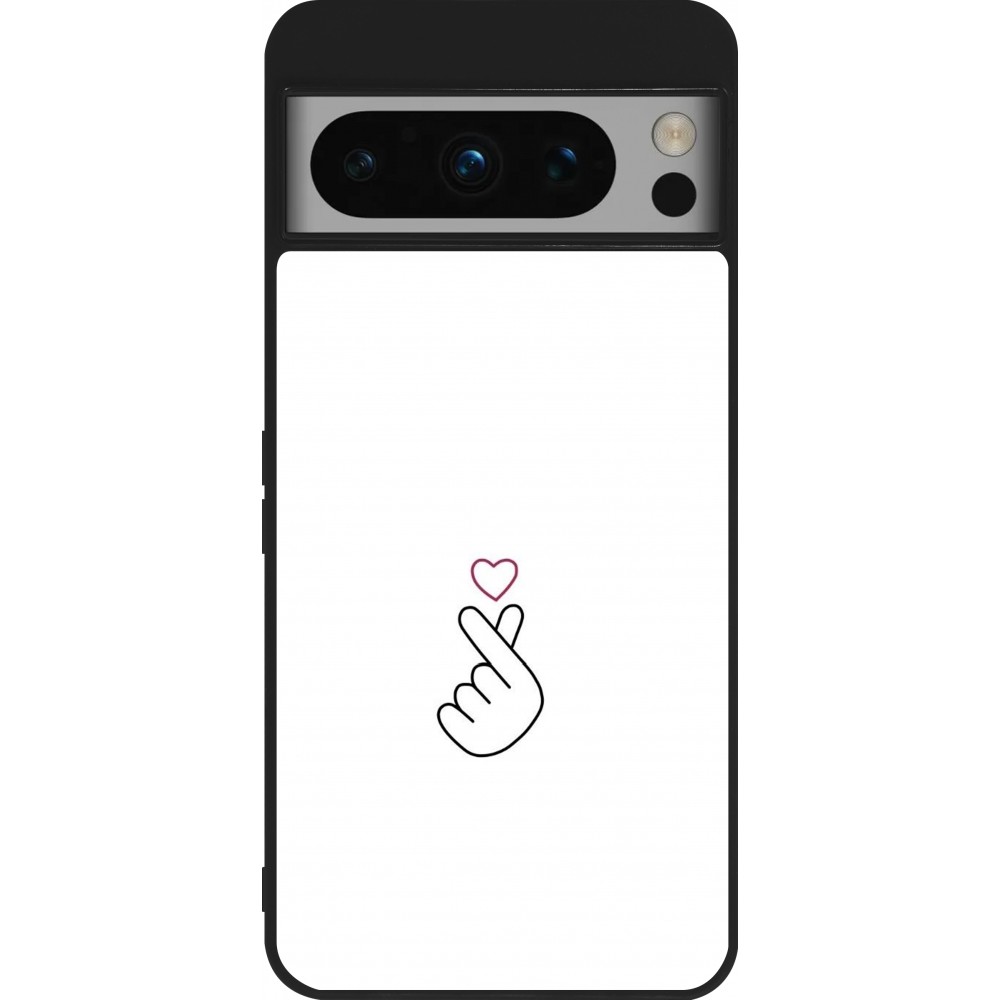 Coque Google Pixel 8 Pro - Silicone rigide noir Valentine 2024 heart by Millennials