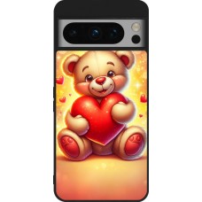 Google Pixel 8 Pro Case Hülle - Silikon schwarz Valentin 2024 Teddy Liebe