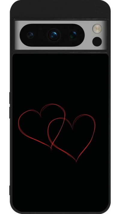 Coque Google Pixel 8 Pro - Silicone rigide noir Valentine 2023 attached heart