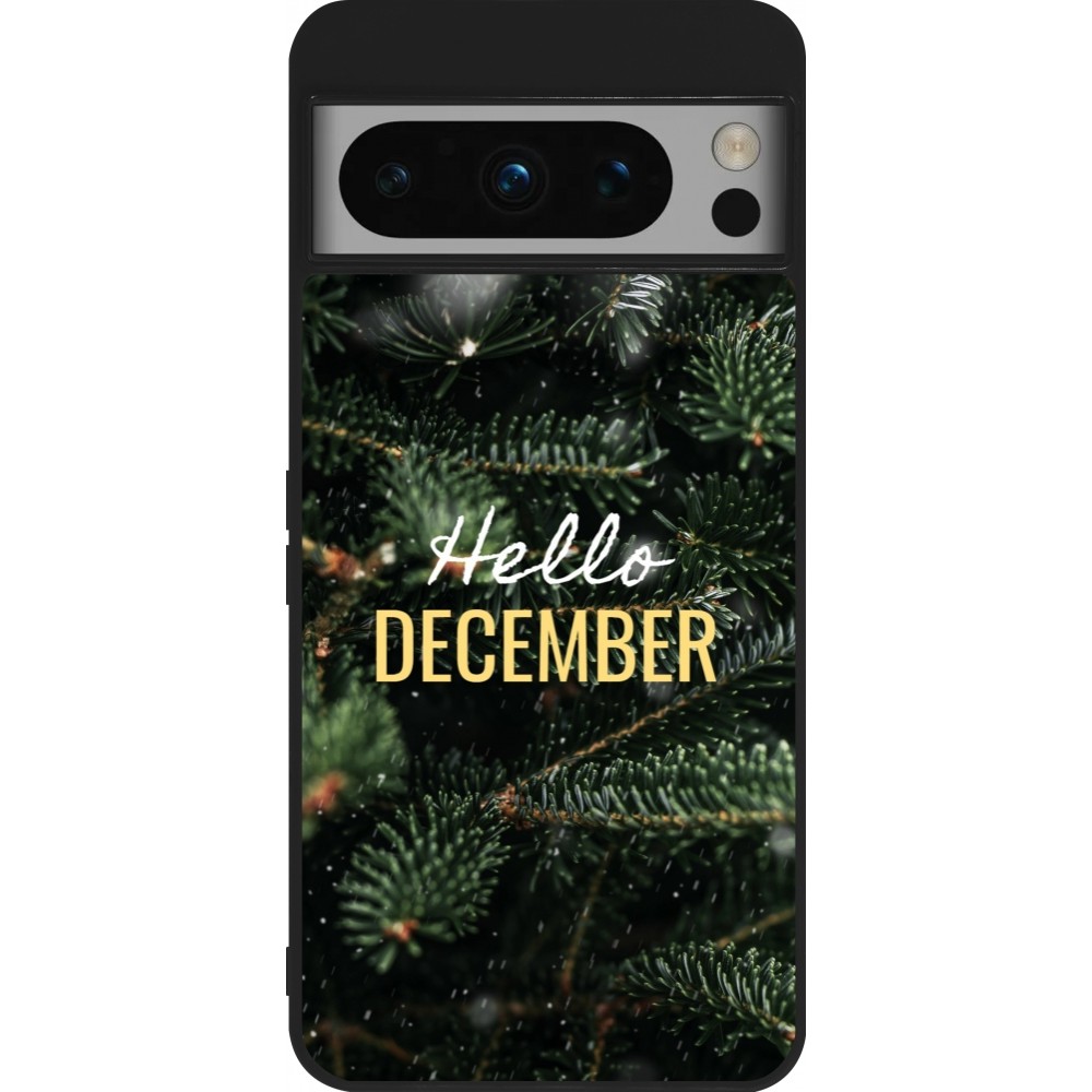 Coque Google Pixel 8 Pro - Silicone rigide noir Winter 25 Winter hello december