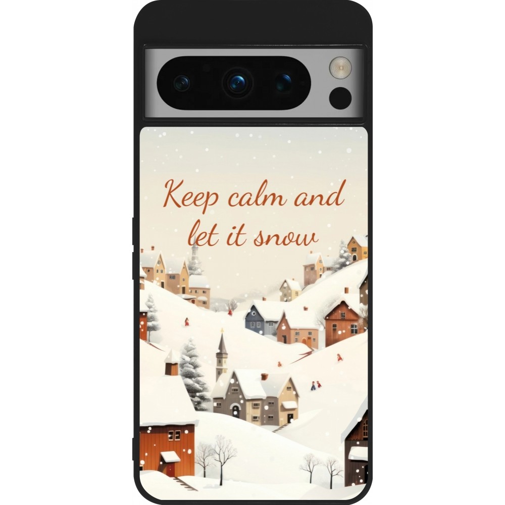 Coque Google Pixel 8 Pro - Silicone rigide noir Winter 25 Winter Keep calm and let it snow